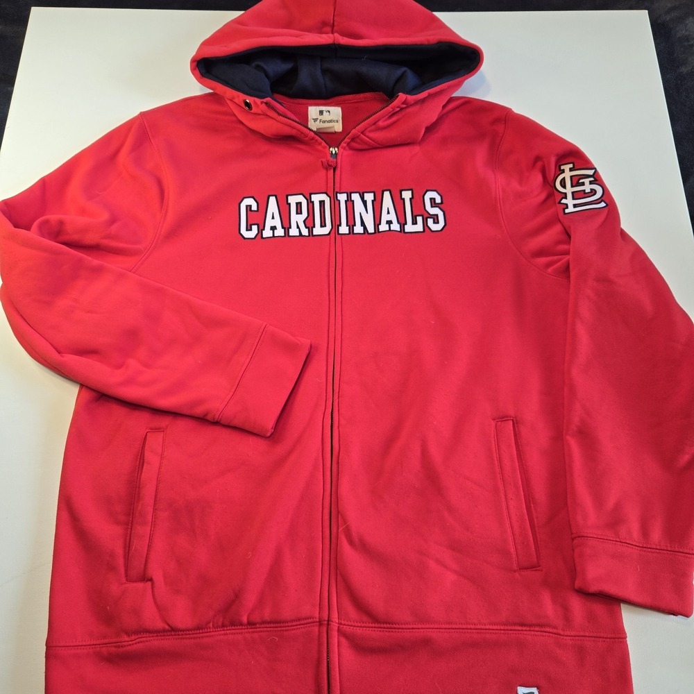 Fanatics St. Louis Cardinal Red Full Zip Hoodie Sweatshirt Mens Size XL